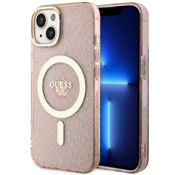 Guess GUHMP14MHCMCGP iPhone 14 Plus 6,7" rosa/rosa hårda fodral Glitter Gold MagSafe