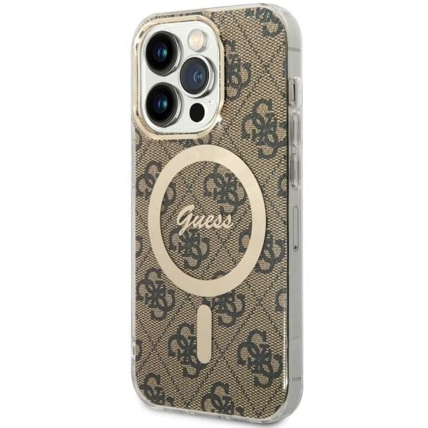 Guess GUHMP14LH4STW iPhone 14 Pro 6,1" brun/brun hård väska 4G MagSafe