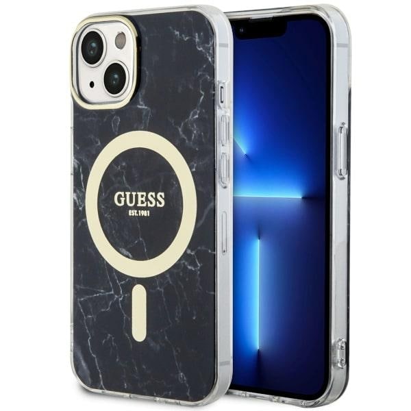 Guess GUHMP14MPCUMAK iPhone 14 Plus 6,7" svart/svart hårdplastfodral Marble MagSafe