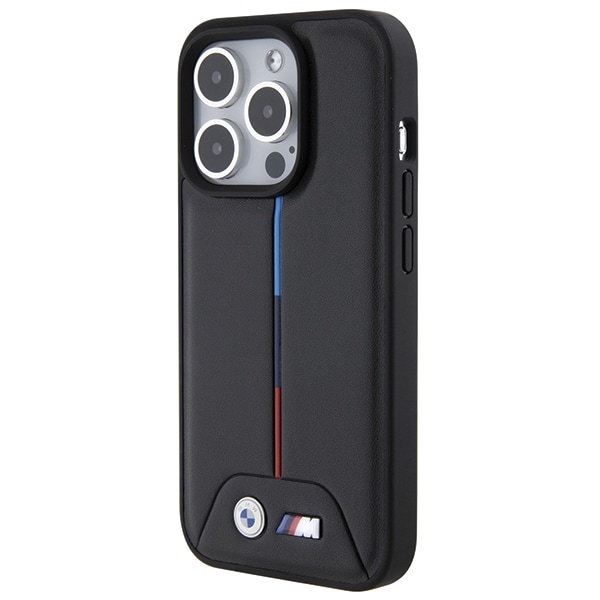 BMW Quiltet tricolor iPhone 15 Pro-taske - sort