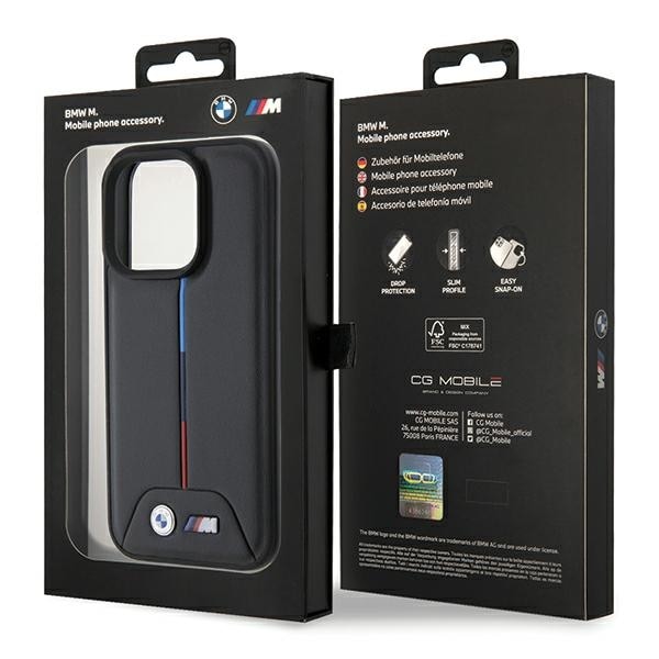 BMW Quiltet tricolor iPhone 15 Pro-taske - sort