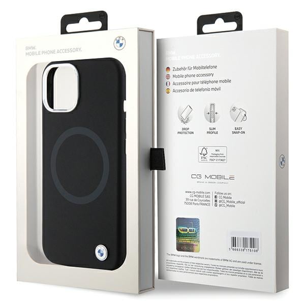 BMW Signature Liquid Silicone MagSafe-etui til iPhone 15 - sort