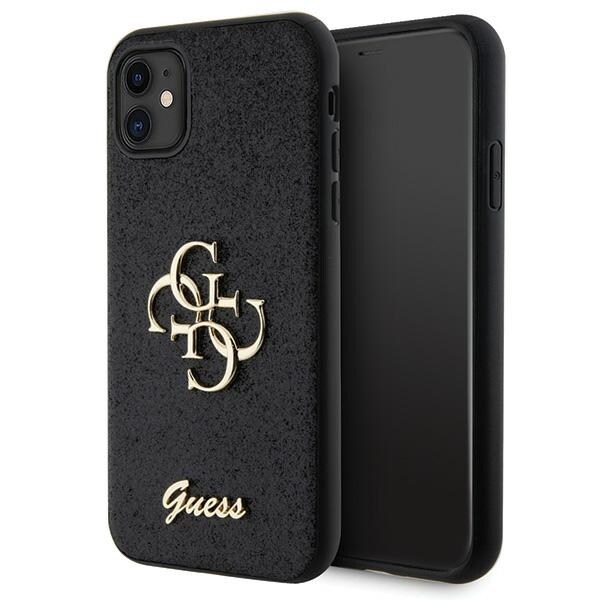 Guess GUHCN61HG4SGK fodral för iPhone 11 / Xr - svart Glitter Script Big 4G