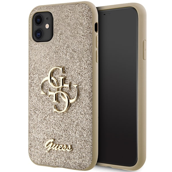 Guess GUHCN61HG4SGD fodral för iPhone 11 / Xr - guld Glitter Script Big 4G