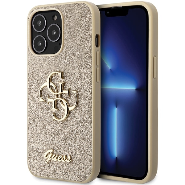 Guess GUHCP13XHG4SGD fodral för iPhone 13 Pro Max 6,7" - guld Glitter Script Big 4G