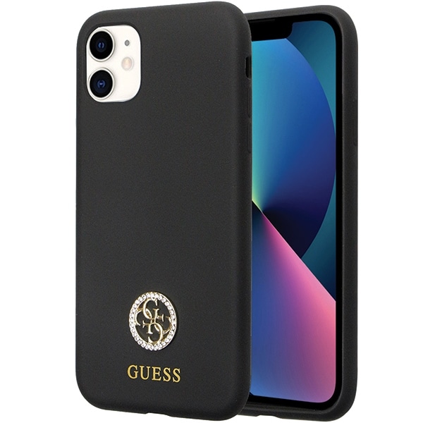 Guess GUHCN614DGPK Fodral till iPhone 11 / Xr - Svart Silikon Logo Strass 4G