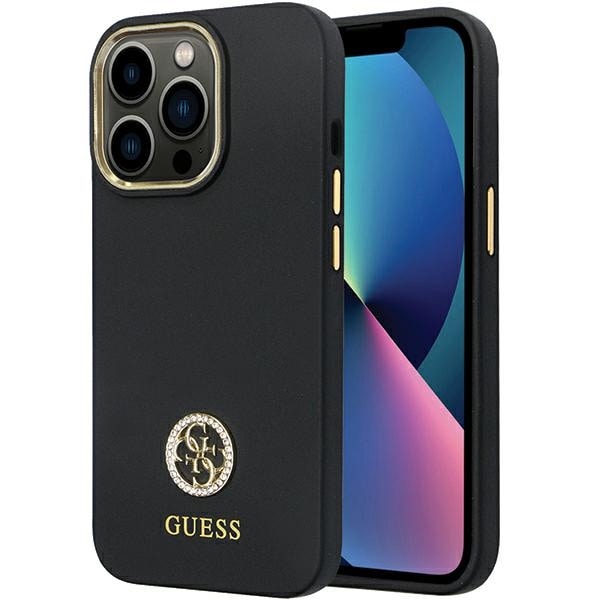 Guess GUHCP13LM4DGPK fodral för iPhone 13 Pro / 13 - svart Silikon Logo Strass 4G