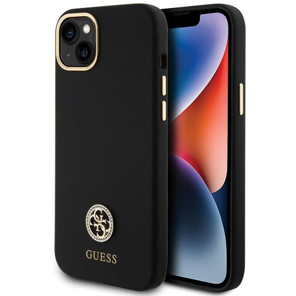 Guess Silikon Logo Strass 4G Fodral för iPhone 15 Plus / 14 Plus 6,7" - Svart