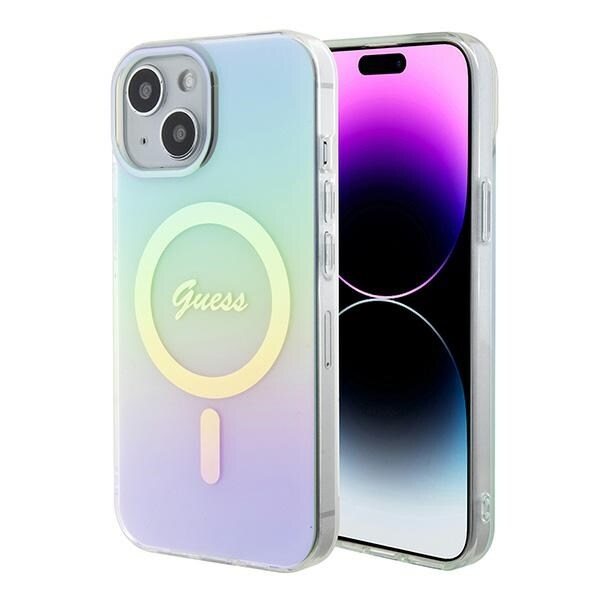 Guess GUHMP15SHITSQ iPhone 15 6,1" turkos/turkos hårda fodral IML Iridescent MagSafe