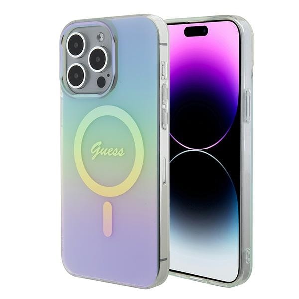 Guess GUHMP15XHITSQ iPhone 15 Pro Max turkos/turkos hårda fodral IML Iridescent MagSafe
