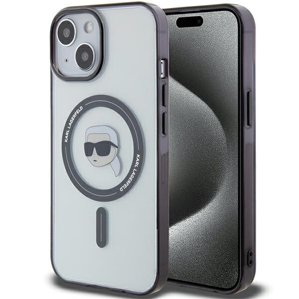 Karl Lagerfeld KLHMP15SHKHNOTK iPhone 15 6,1" transparent hård väska IML Karl`s Head MagSafe