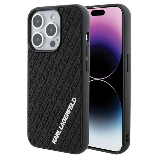Karl Lagerfeld 3D Rubber Multi Logo fodral för iPhone 15 Pro - svart