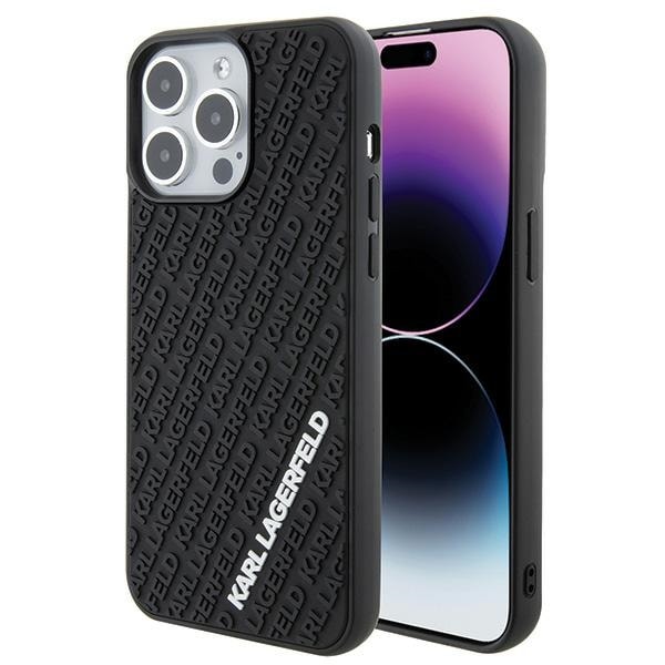 Karl Lagerfeld 3D Rubber Multi Logo fodral för iPhone 15 Pro Max - svart
