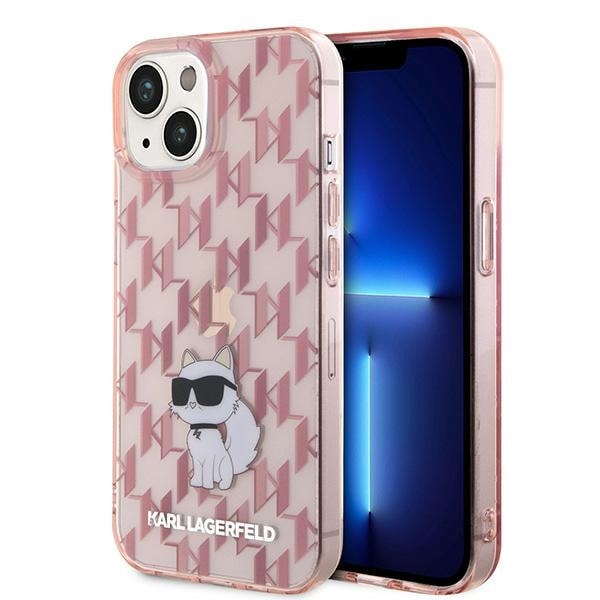 Karl Lagerfeld Monogram Choupette fodral för iPhone 15 - rosa