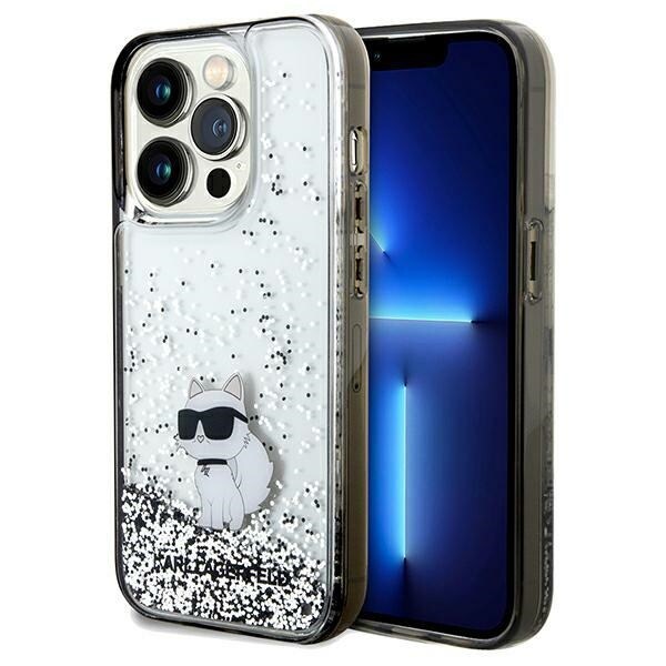 Karl Lagerfeld Liquid Glitter Choupette-fodral för iPhone 14 Pro - transparent