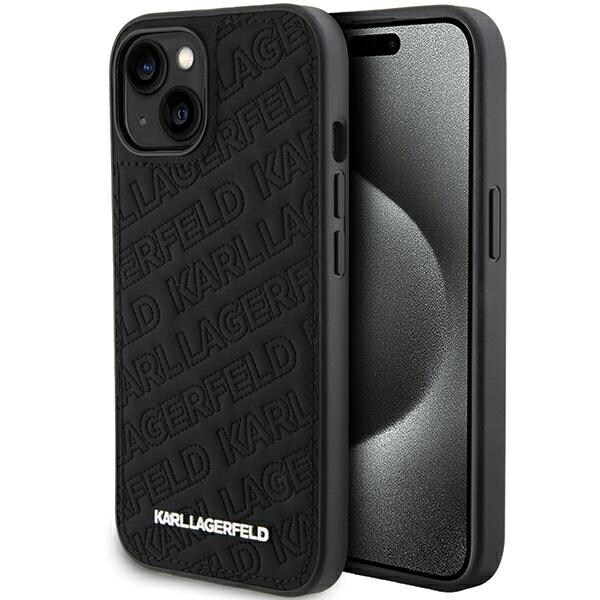 Karl Lagerfeld Quiltat K-mönstrat fodral för iPhone 15 Plus / 14 Plus - svart