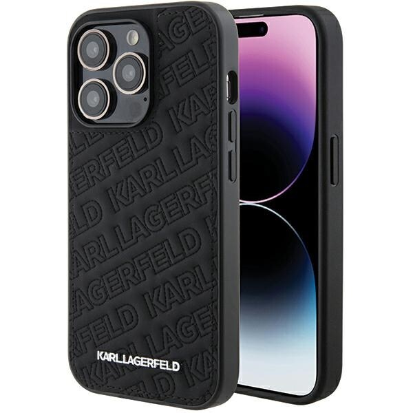 Karl Lagerfeld Quiltat K-mönster iPhone 15 Pro Fodral - Svart