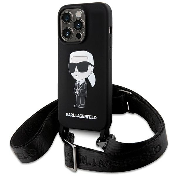Karl Lagerfeld KLHCP15XSCBSKNK iPhone 15 Pro Max 6.7" Black Crossbody Hardcase Silikon Ikonik