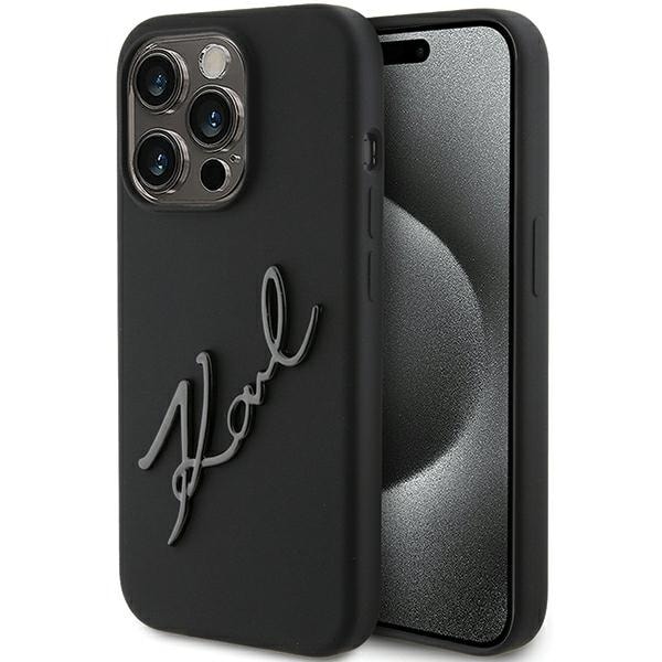 Karl Lagerfeld Silikon Karl Script fodral för iPhone 15 Pro - svart