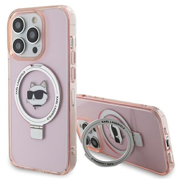 Karl Lagerfeld KLHMP15XHMRSCHP iPhone 15 Pro Max 6.7" rosa hårt fodral Ringställ Choupette MagSafe
