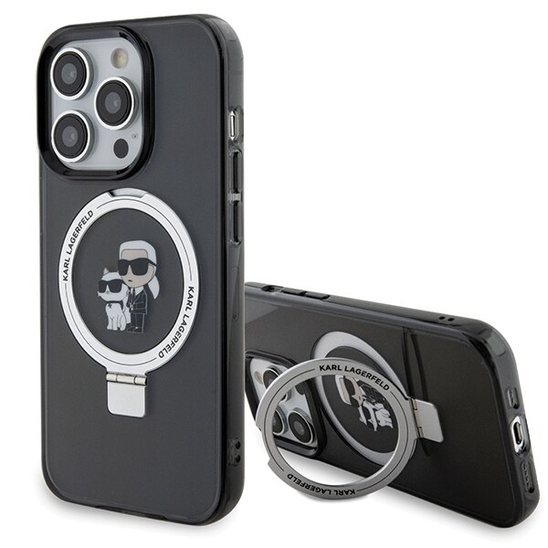 Karl Lagerfeld KLHMP13LHMRSKCK iPhone 13 Pro 6,1" svart hårdplastfodral med Ringställ MagSafe