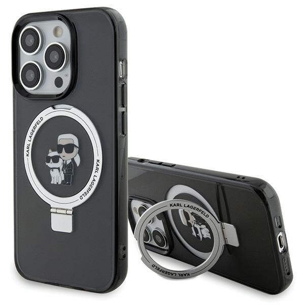Karl Lagerfeld KLHMP15LHMRSKCK iPhone 15 Pro 6.1" svart hård väska Ringställ Karl&Choupette MagSafe