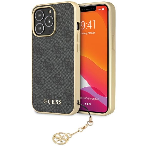 Guess 4G Charms Collection-fodral för iPhone 14 Pro Max - grått