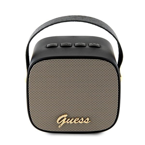 Guess Bluetooth-högtalare GUWSB2P4SMK Högtalare mini svart/svart 4G Läder Script Logo med rem