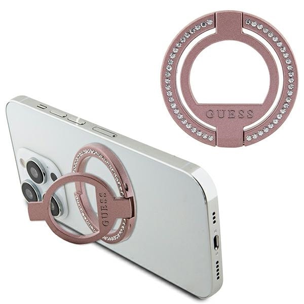Guess MagSafe Ringstativ GUMRSALDGP rosa/rosa Strass