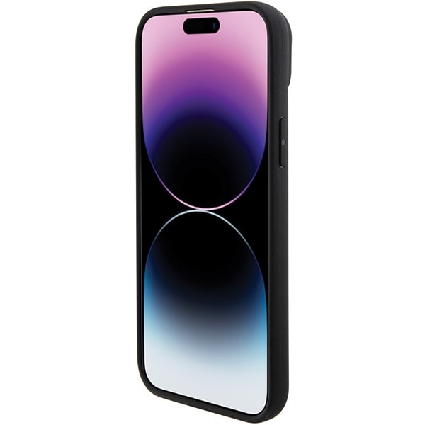BMW Hot Stamp-etui i læder til iPhone 15 Plus - sort