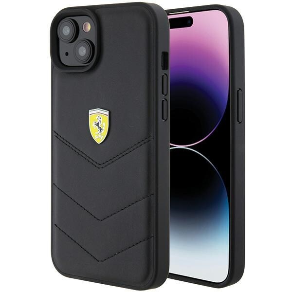 Ferrari FEHCP15MRDUK iPhone 15 Plus 6,7" svart/svart hårddisk Quiltad metallogo