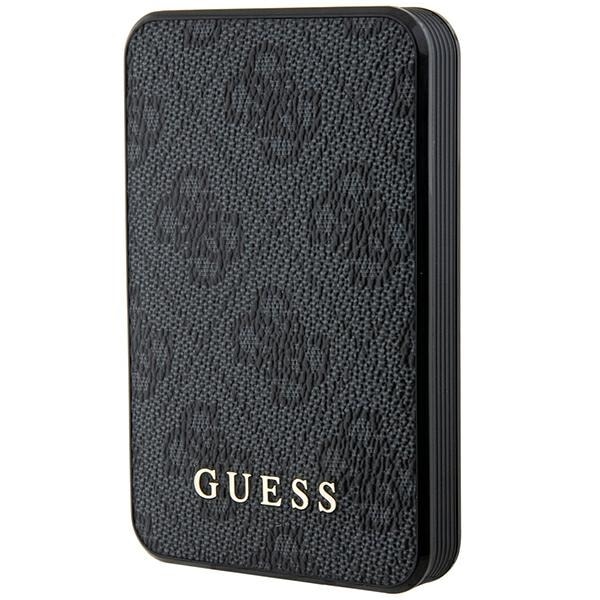 Guess Powerbank 15W GUPB5LP4GEGK 5000mAh svart/svart 4G Läder Metall Logo