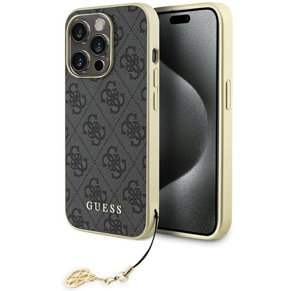 Guess GUHCP15LGF4GGR iPhone 15 Pro 6,1" grå/grå hård väska 4G Charms Collection