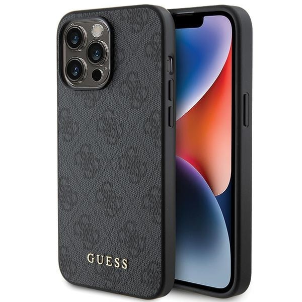 Guess 4G Metall Guldlogotyp iPhone 15 Pro Max Fodral - Grå