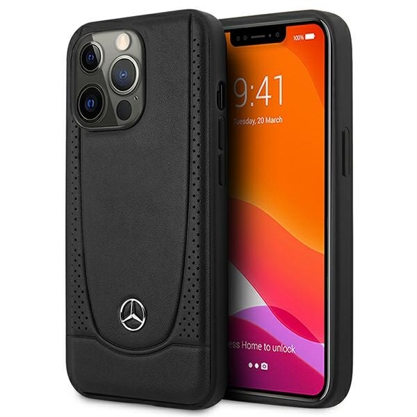 Mercedes MEHCP15XARMBK iPhone 15 Pro Max 6,7" svart/svart hård väska Läder Urban