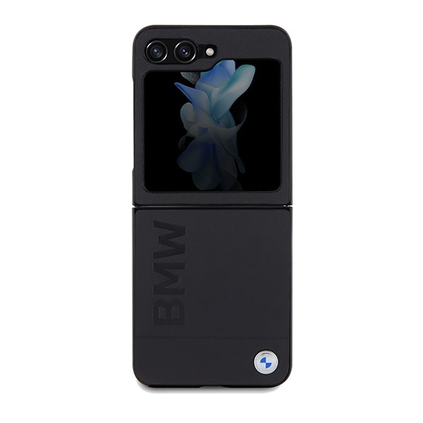 BMW Hot Stamp-etui i læder til Samsung Galaxy Z Flip 5 - sort