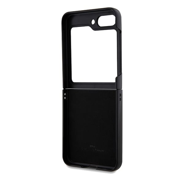 BMW Hot Stamp-etui i læder til Samsung Galaxy Z Flip 5 - sort
