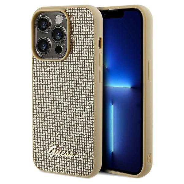 Guess Disco Metal Script-fodral för iPhone 14 Pro Max - guld