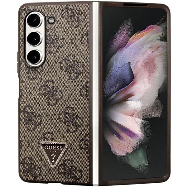 Guess Läder 4G Triangle Strass fodral för Samsung Galaxy Z Fold 5 - brun