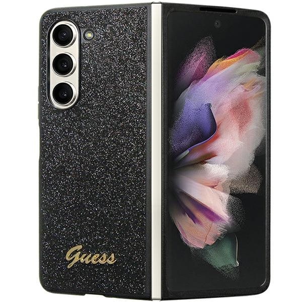 Guess Glitter Script fodral för Samsung Galaxy Z Fold 5 - svart