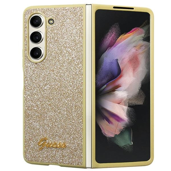 Guess Glitter Script fodral för Samsung Galaxy Z Fold 5 - guld
