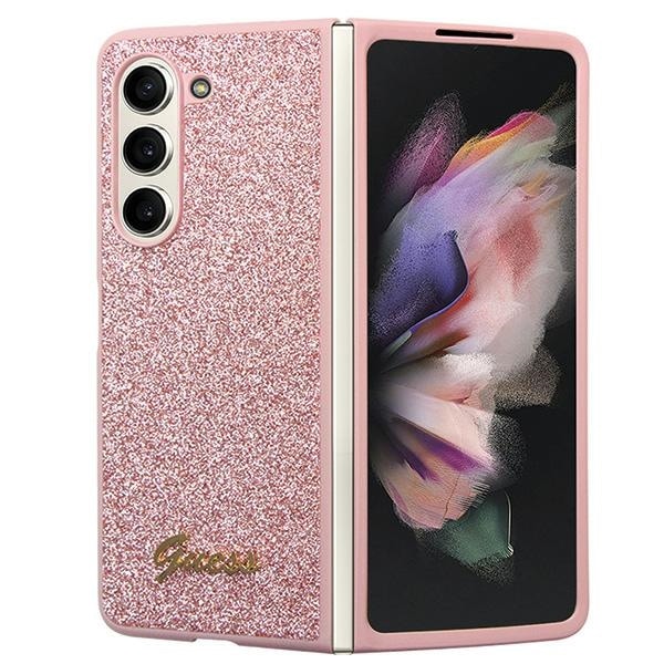 Guess Glitter Script fodral för Samsung Galaxy Z Fold 5 - rosa