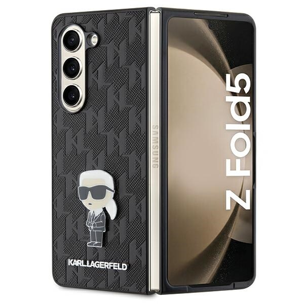 Karl Lagerfeld Saffiano Monogram Ikonik Pin fodral för Samsung Galaxy Z Fold 5 - svart