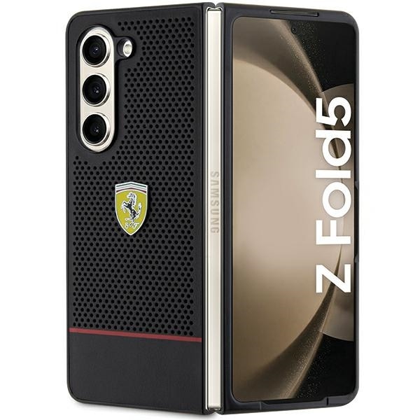 Ferrari Perforerat Line-fodral för Samsung Galaxy Z Fold 5 - svart
