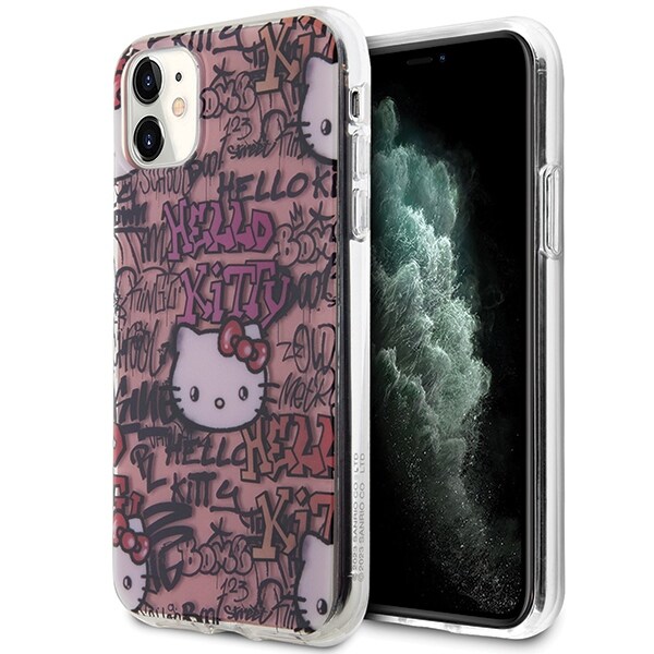 Hello Kitty IML Taggar Graffiti fodral för iPhone 11 / Xr - rosa