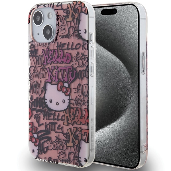 Hello Kitty IML Taggar Graffiti fodral för iPhone 15 - rosa