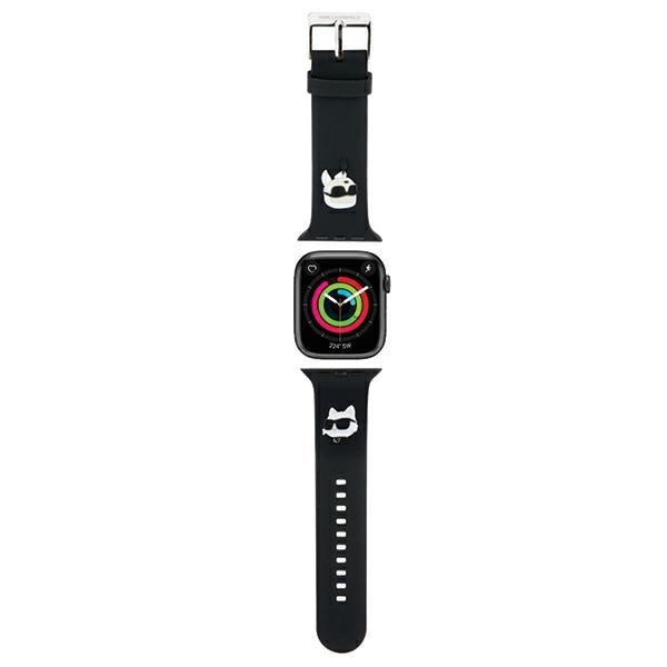 Karl Lagerfeld 3D-gummi Karl&Choupette Heads armband till Apple-klocka 38/40/41mm - svart