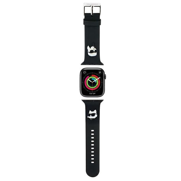 Karl Lagerfeld 3D Rubber Karl&Choupette Heads armband till Apple klocka 42/44/45/49mm - svart