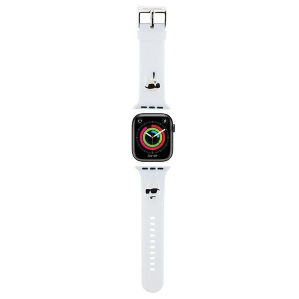Karl Lagerfeld 3D-gummi Karl&Choupette Heads armband till Apple klocka 38/40/41mm - vit