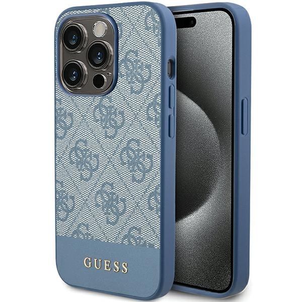 Guess 4G Stripe Collection-fodral för iPhone 15 Pro - blått